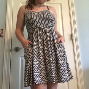 Chevron Summer Midi Dress with POCKETS!